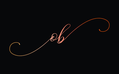 ob or o, b Lowercase Cursive Letter Initial Logo Design, Vector Template