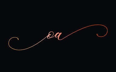 oa or o, a Lowercase Cursive Letter Initial Logo Design, Vector Template