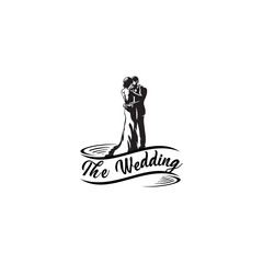 the wedding boy and girl silhouette vector