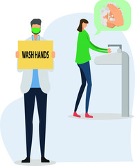 Coronavirus vector concept: doctor holding a cardboard written 