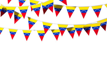 Fototapeta premium Venezuela flag festive bunting against a plain background. 3D Rendering