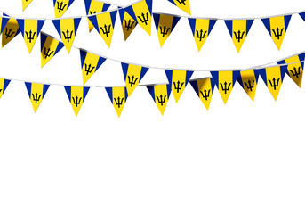Barbados flag festive bunting against a plain background. 3D Rendering