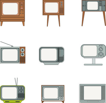 Various Retro Television Icon Set 