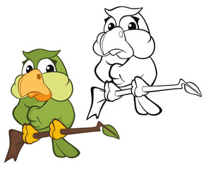 Cute Cartoon Character Owl. Coloring Book Outline