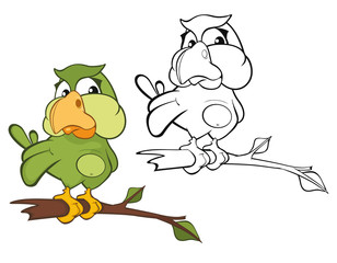 Cute Cartoon Character Owl. Coloring Book Outline