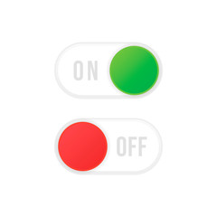 On and Off toggle switch buttons. Material design switch buttons set. Vector illustration