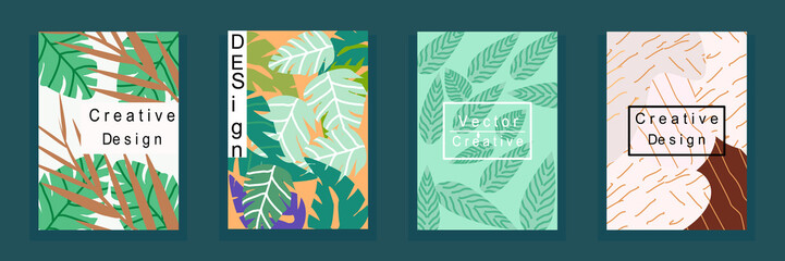 Vector illustration.set banner template design pattern with leaves color,for poster, card, invitation,cover and other graphic design. 