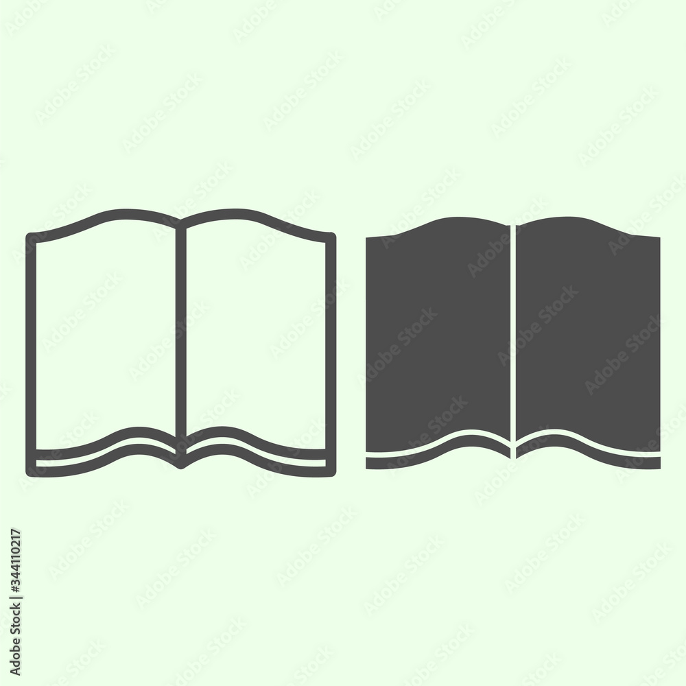 Poster open book line and solid icon. learning education textbook outline style pictogram on white backgrou