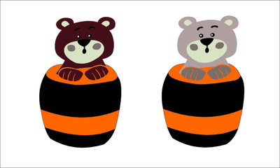 set of funny cartoon animals bear