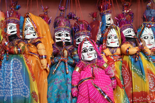 colorful puppets, folkart , Jaipur , Rajasthan , India	