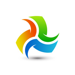 Awesome Abstract Gradient Spin Triangle Eco Modern Logo Design Template Premium Vector