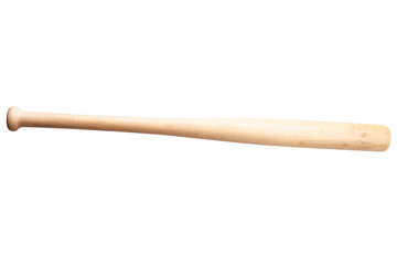 American pastime and sports equipment concept with wood baseball bat isolated on white background with clipping path cutout