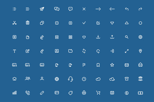 Set of minimal mobile application icons. Mobile app ui kits concept Illustration. Vector