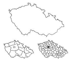 Czech Republic outline map administrative regions