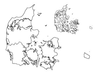 Denmark outline map administrative regions