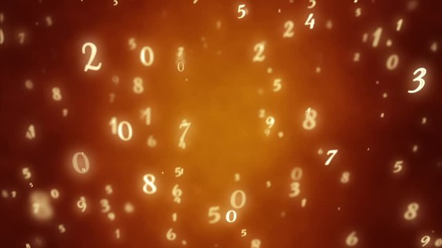 Numerology (secret knowledge about the numbers). Esoteric background with numbers. Soft focus and depth of field. 3D animation. Intro template for captions, title or text. Quick Time, h264, 16-bit col
