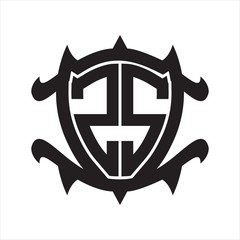 ZS Logo monogram isolated with frame shield shape design template