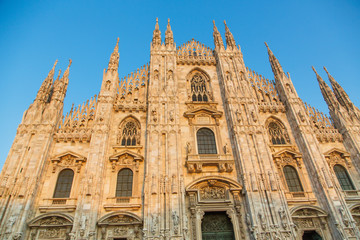 Fototapeta premium Duomo , Milan gothic cathedral at sunrise,Europe