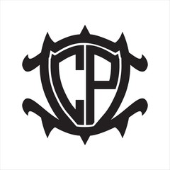 CP Logo monogram isolated with frame shield shape design template