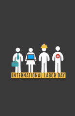 International Labor Day word and worker icon illustration