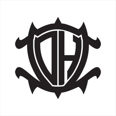 DH Logo monogram isolated with frame shield shape design template