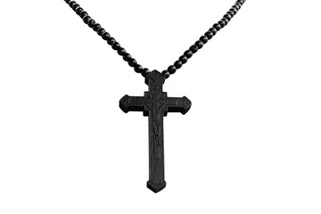 Necklace christian cross isolated on a white background. Object with clipping path.