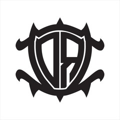 DR Logo monogram isolated with frame shield shape design template