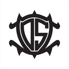 DS Logo monogram isolated with frame shield shape design template