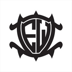 EW Logo monogram isolated with frame shield shape design template