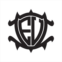 EV Logo monogram isolated with frame shield shape design template