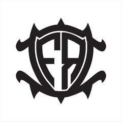 FR Logo monogram isolated with frame shield shape design template