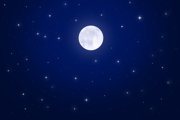 Fototapeta na wymiar The moon shines in the starry sky. Beautiful background