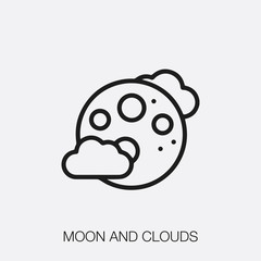 moon and clouds icon vector sign symbol