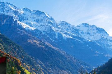 Fototapeta premium Snowy tops of Alps mountains in Berner Oberland