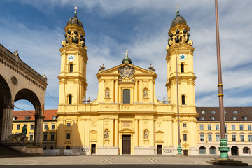 Fototapeta na wymiar Front view of Theatinerkirche, Munich.