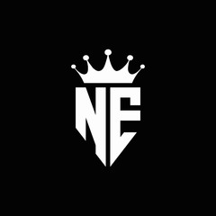 NE logo monogram emblem style with crown shape design template - obrazy, fototapety, plakaty