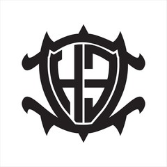 HE Logo monogram isolated with frame shield shape design template