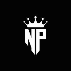 NP logo monogram emblem style with crown shape design template