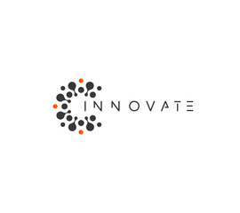 Fototapeta Innovate technology startup logo concept, round emblem, solution symbol, isolated vector logotype on white background obraz