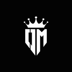 OM logo monogram emblem style with crown shape design template - obrazy, fototapety, plakaty
