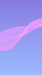 Pink wave on blue sky abstract background. Fluttering pink scarf. Waving on wind pink fabric. Vertical orientation. 3D illustration