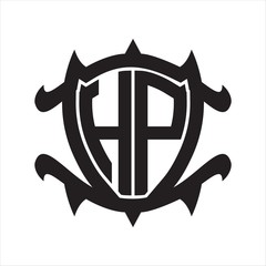 HP Logo monogram isolated with frame shield shape design template