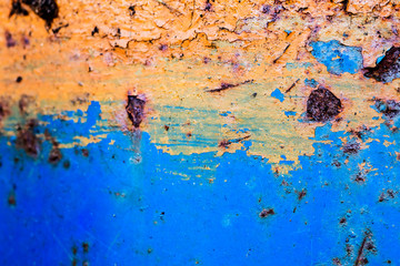 Background Blue rusty iron wall
