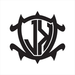 JK Logo monogram isolated with frame shield shape design template