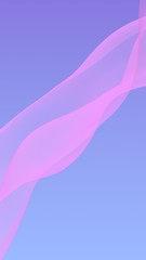 Pink wave on blue sky abstract background. Fluttering pink scarf. Waving on wind pink fabric. Vertical orientation. 3D illustration