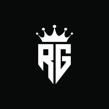 RG logo monogram emblem style with crown shape design template