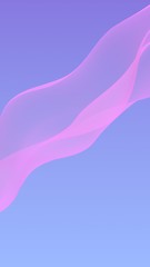Pink wave on blue sky abstract background. Fluttering pink scarf. Waving on wind pink fabric. Vertical orientation. 3D illustration