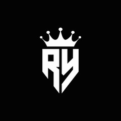 RY logo monogram emblem style with crown shape design template - obrazy, fototapety, plakaty