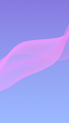 Pink wave on blue sky abstract background. Fluttering pink scarf. Waving on wind pink fabric. Vertical orientation. 3D illustration