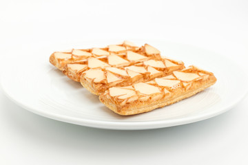 Crispy pastry on white background